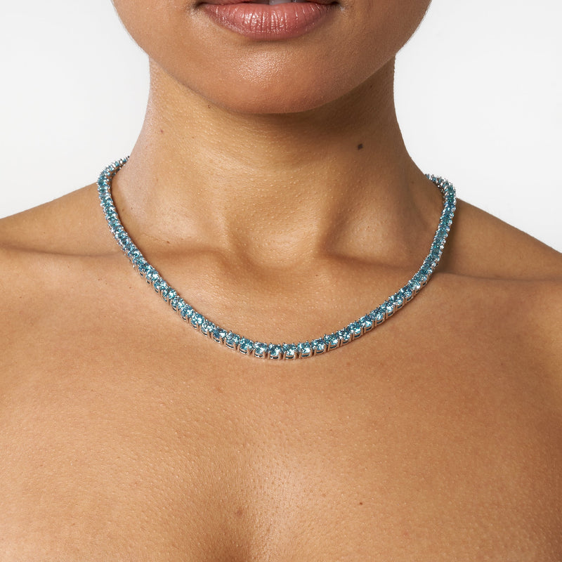 5mm Blue Diamond Tennis Chain White Gold – Adamans