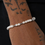 5mm Iced Beaded Pearl BRACELET- White Gold