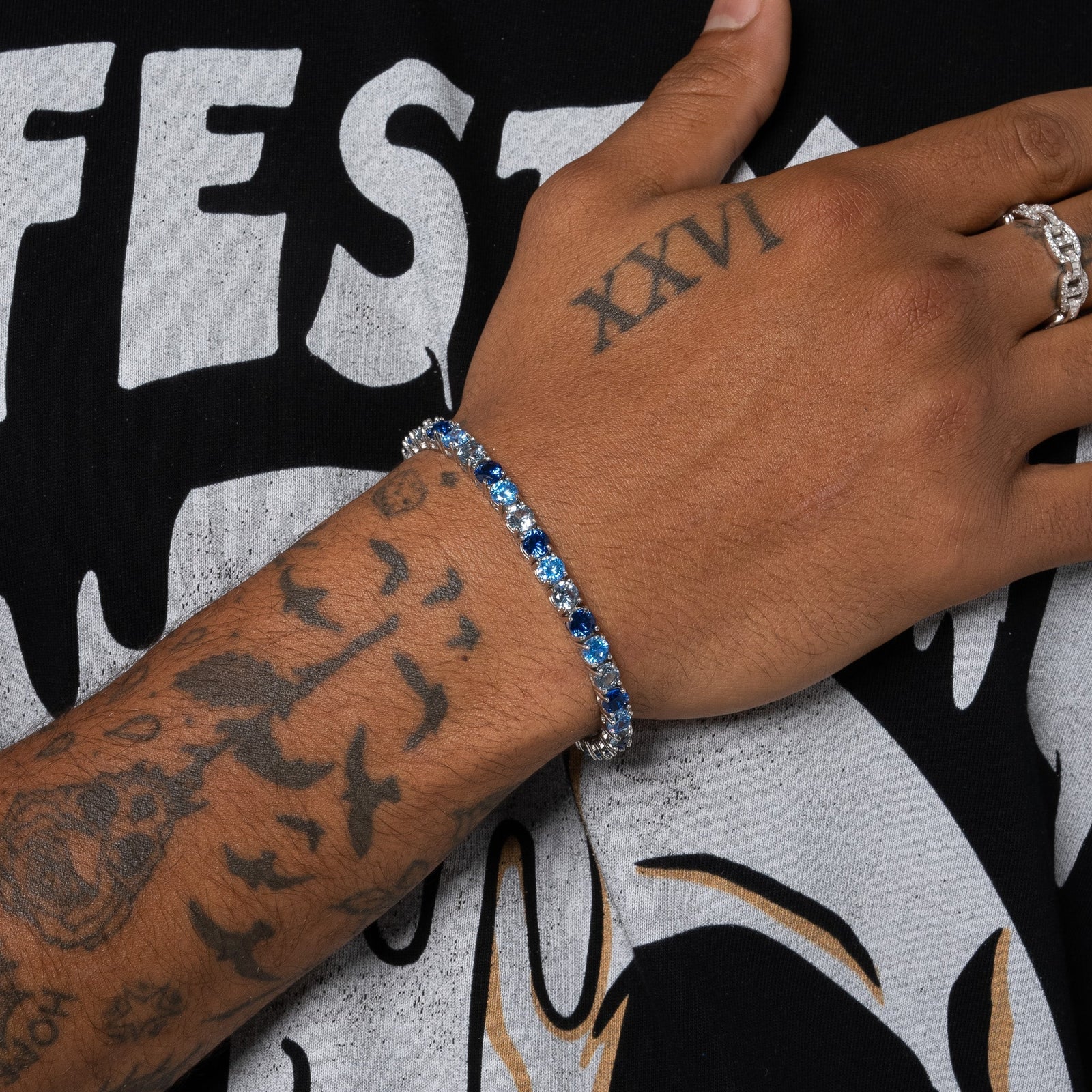 5mm Tri-Blue Diamond Tennis Bracelet - White Gold – Adamans, image size:1600x1600