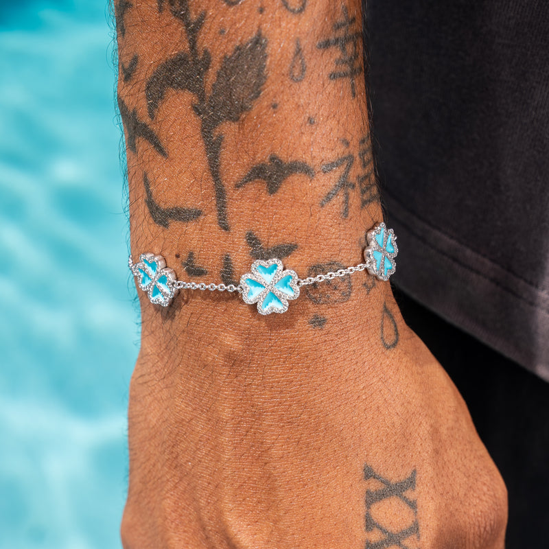 Tiffany Blue Clover Bracelet - 925 Silver