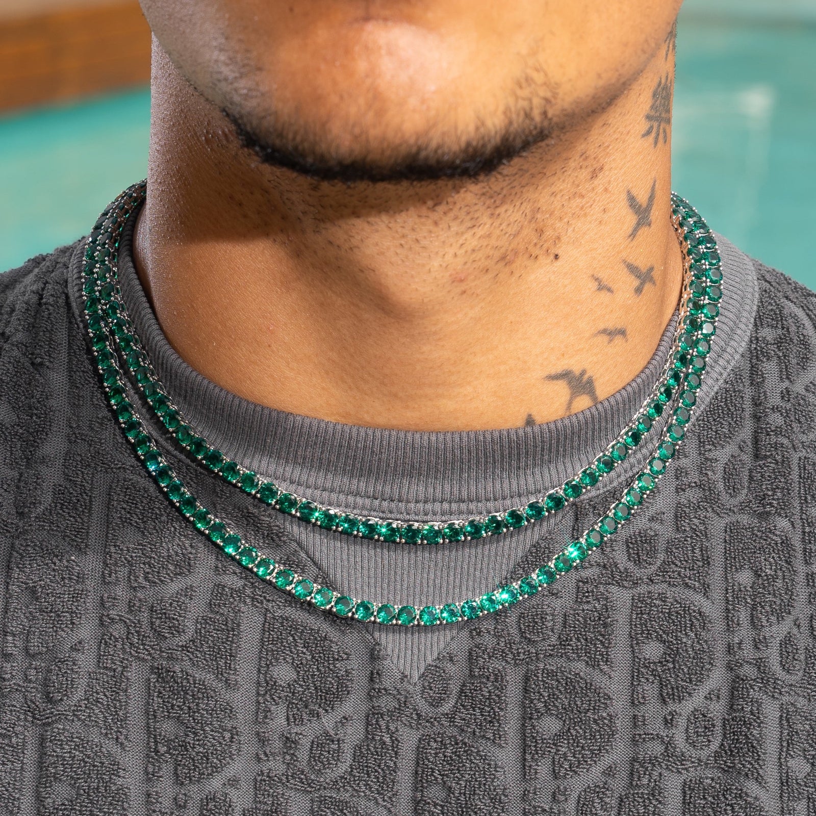 新品 今季26ss undercover neckless GREEN mens 5mm Tennis Chain - Green Emerald – ADAMANS