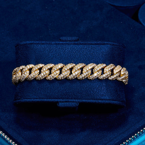 8mm Iced Cuban Link Bracelet - Gold