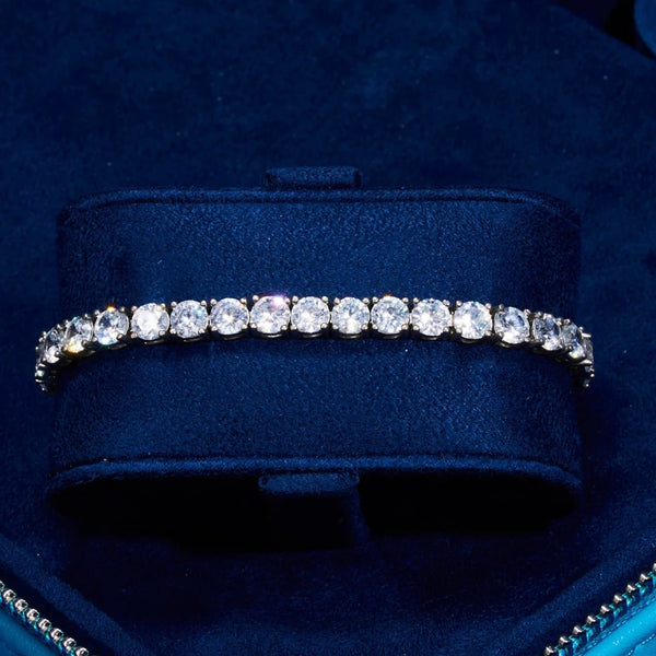 6mm IGI diamond tennis bracelet in white gold with VVS1 lab diamonds, 26.4ctw.