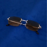 Moissanite Rimless Sunglasses Brown - 925 Silver - D COLOR - VVS1