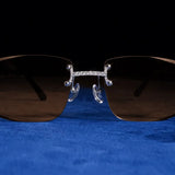 Moissanite Rimless Sunglasses Brown - 925 Silver - D COLOR - VVS1