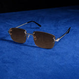 Moissanite Rimless Sunglasses Brown - 925 Silver - D COLOR - VVS1