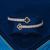 8MM Moissanite Black Motif baguette bangle in 925 silver with white gold plating and VVS1 D color stones