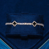 3MM Moissanite Black Motif Tennis Bracelet in 925 silver with D color VVS1 stones and black motifs on white gold plating