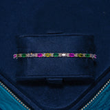 3MM Moissanite multicolor oval cut tennis bracelet in 925 silver with VVS1 clarity D color stones