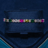 5MM Moissanite multicolor mixed oval cut tennis bracelet in 925 silver with VVS1 clarity stones