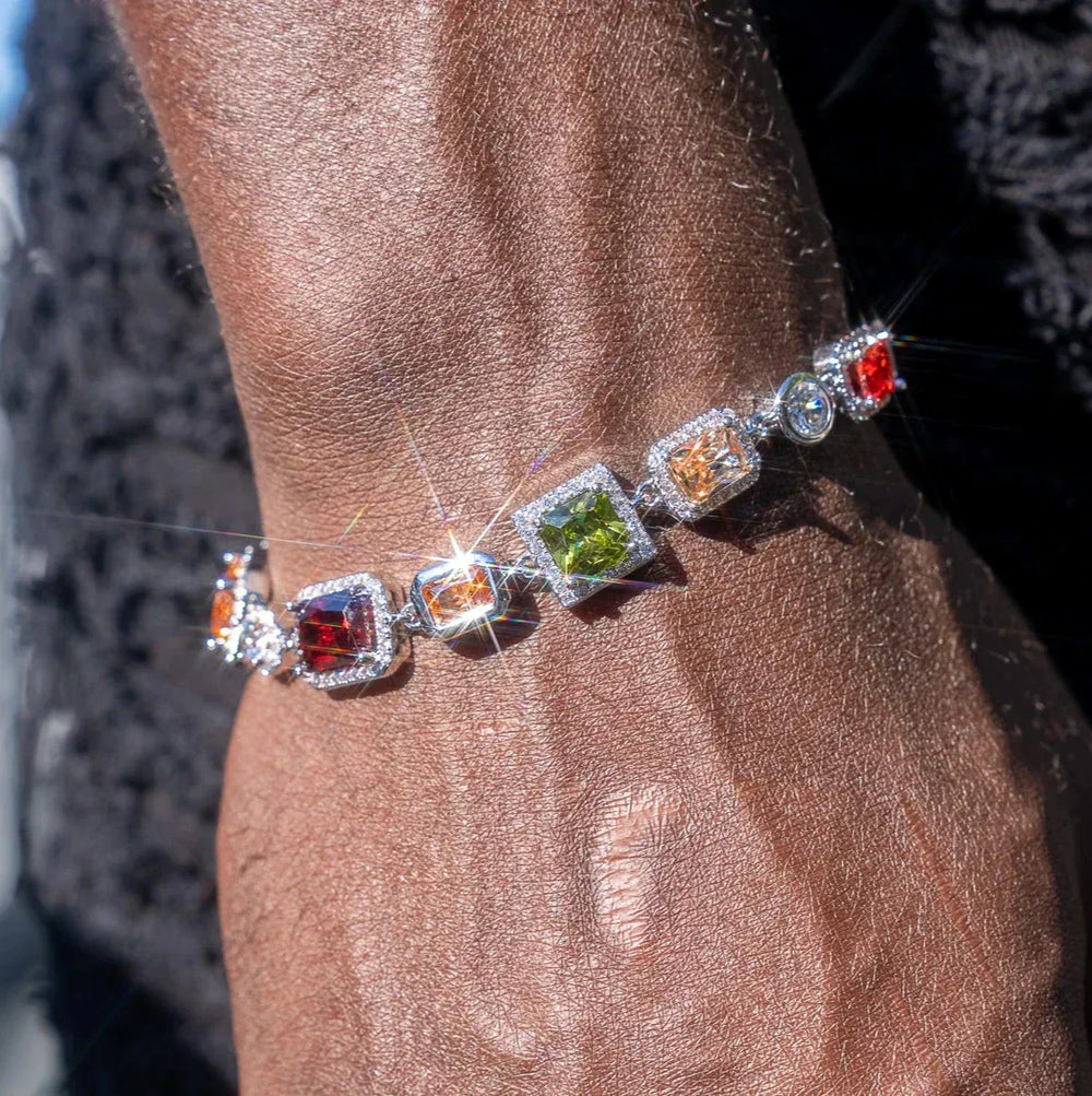10MM Multi Gemstone Bracelet - White Gold – Adamans