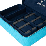 Leather Travel Jewellery Case - Light Blue & Midnight Blue