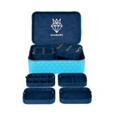 Leather Travel Jewellery Case - Light Blue & Midnight Blue