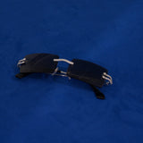 Moissanite Diamond Rectangle Sunglasses Black - 925 Silver - D COLOR - VVS1