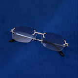 Moissanite Rimless Square Sunglasses Blue - 925 Silver - D COLOR - VVS1