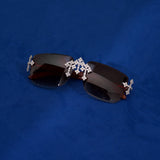 Moissanite Fleuree Cross Sunglasses Brown - 925 Silver - D COLOR - VVS1