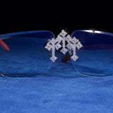 Moissanite Fleuree Cross Sunglasses Clear - 925 Silver - D COLOR - VVS1