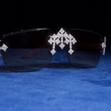 Moissanite Fleuree Cross Sunglasses Brown - 925 Silver - D COLOR - VVS1