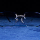 Moissanite Rimless Square Sunglasses Blue - 925 Silver - D COLOR - VVS1