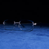 Moissanite Rimless Square Sunglasses Blue - 925 Silver - D COLOR - VVS1