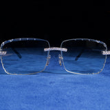 Moissanite Rimless Aviator Sunglasses Clear - 925 Silver - D COLOR - VVS1