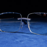 Moissanite Rimless Aviator Sunglasses Clear - 925 Silver - D COLOR - VVS1
