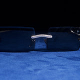 Moissanite Diamond Rectangle Sunglasses Black - 925 Silver - D COLOR - VVS1