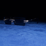 Moissanite Diamond Rectangle Sunglasses Black - 925 Silver - D COLOR - VVS1