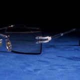 Moissanite Diamond Rectangle Sunglasses Brown - 925 Silver - D COLOR - VVS1