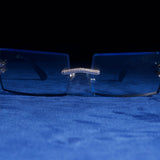 Moissanite Diamond Rectangle Sunglasses Blue - 925 Silver - D COLOR - VVS1