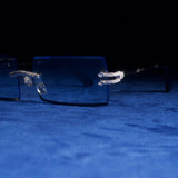 Moissanite Diamond Rectangle Sunglasses Blue - 925 Silver - D COLOR - VVS1