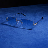 Moissanite Rimless Square Sunglasses Blue - 925 Silver - D COLOR - VVS1