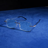 Moissanite Rimless Aviator Sunglasses Clear - 925 Silver - D COLOR - VVS1