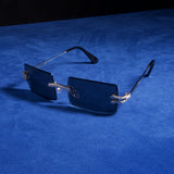 Moissanite Diamond Rectangle Sunglasses Black - 925 Silver - D COLOR - VVS1