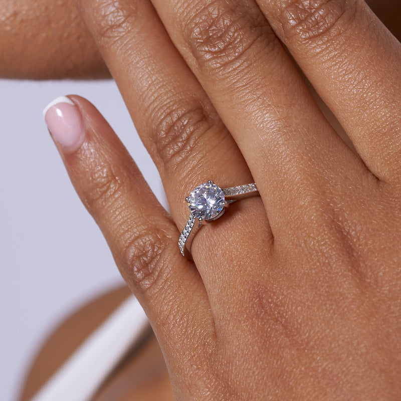 Chanel Set Rounds Chanel Set Round Cut Moissanite Engagement Ring - Timeless Elegance ...