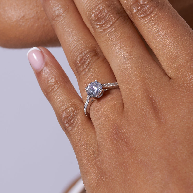 Chanel Set Round Cut Moissanite Engagement Ring Timeless