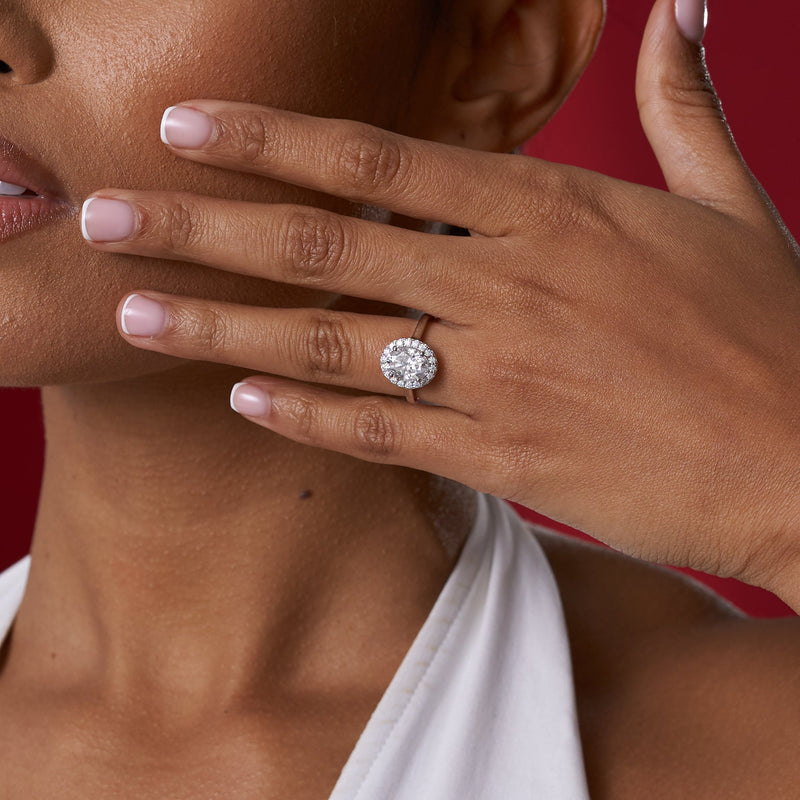 Oval Cut Moissanite Halo Engagement Ring Timeless Elegance – Adamans