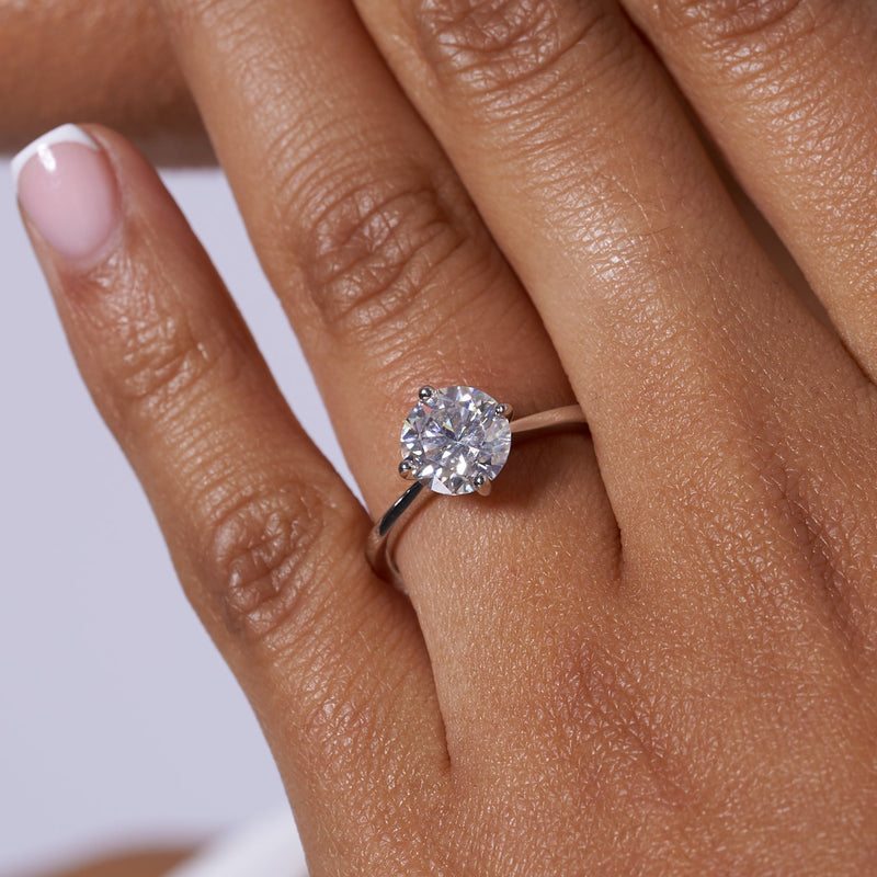 Large Simple Diamond Wedding Rings Big Round Solitaire Moissanite