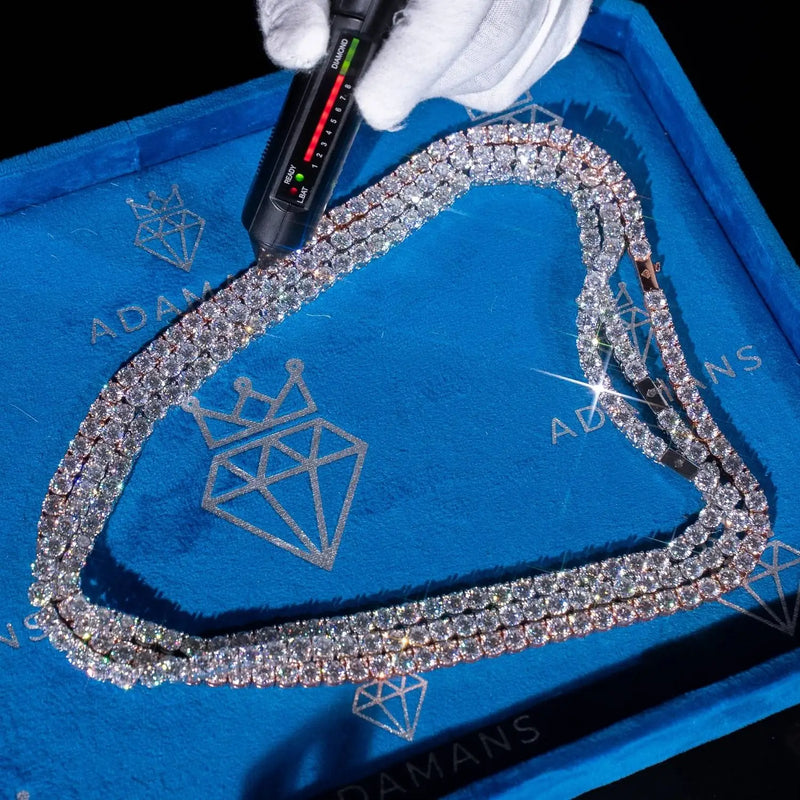5mm Moissanite Tennis Chain - 18k White Gold - D Color - VVS1