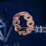 Rose gold Moissanite Cuban diamond ring with 925 silver band and VVS1 D color stones