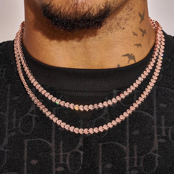 Rose gold moissanite broken heart chain on neck, 925 silver, D colour, VVS1 quality