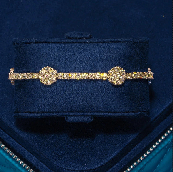 Cluster Hexagon Tennis Bracelet - Gold
