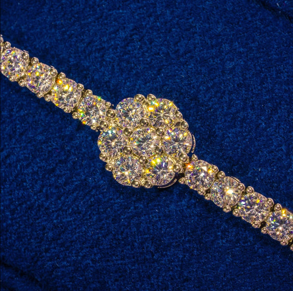 Cluster Hexagon Tennis Bracelet - Gold