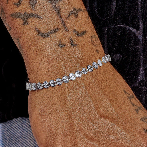 4mm Broken Heart Bracelet - White Gold