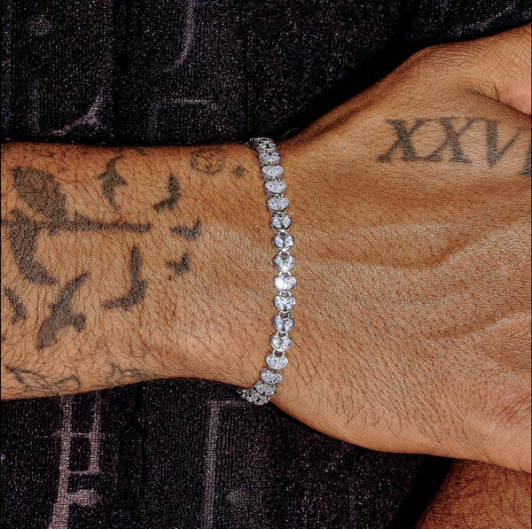 4mm Broken Heart Bracelet - White Gold