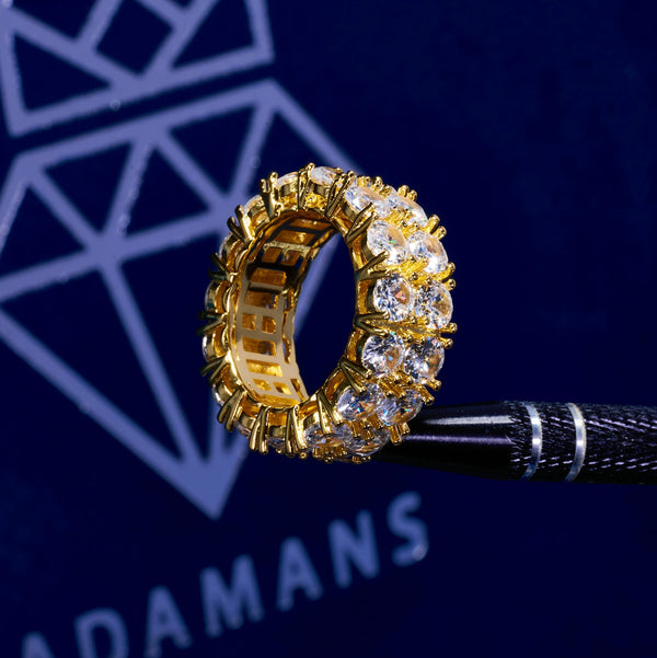 Lab Diamond Double Row Ring in 18k Vermeil with D Colour VVS1 stones, showcasing brilliant shine from Adamans.