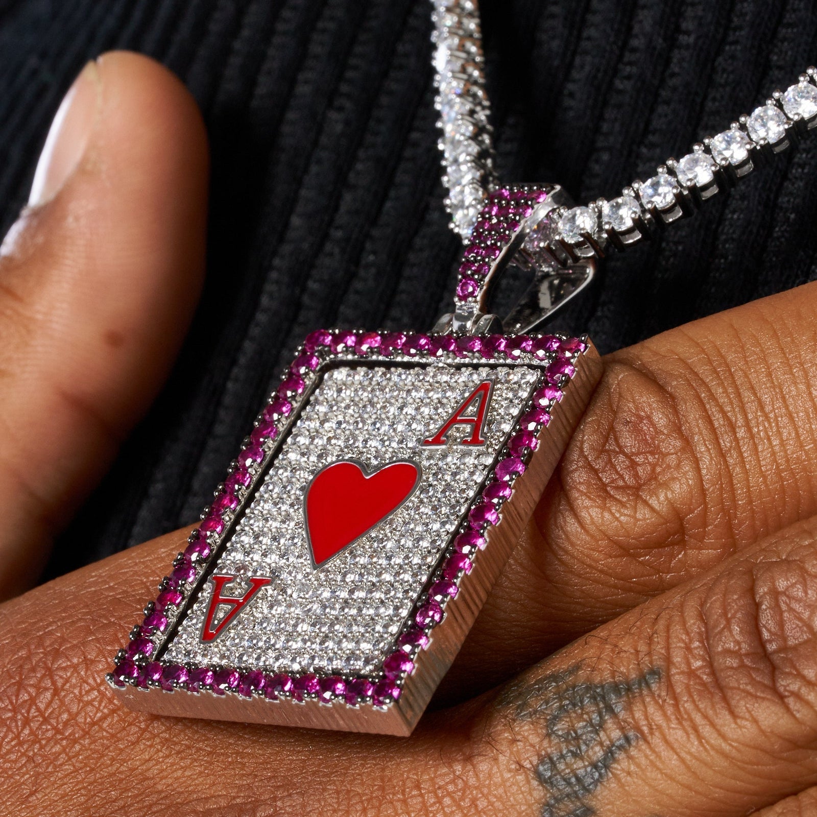 Diamond Spinning Ace Card Pendant - White Gold – Adamans