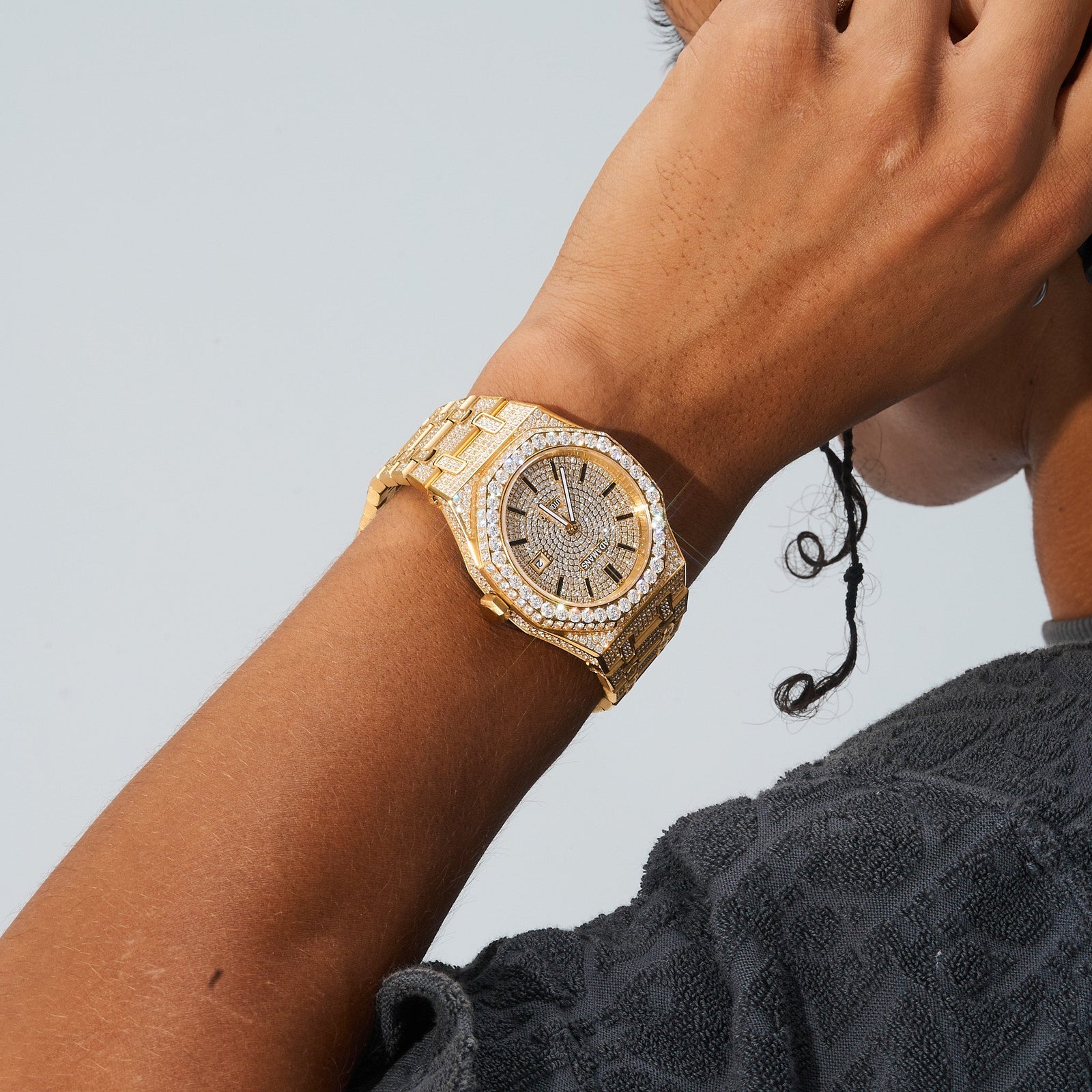 VVS DIAMOND WRISTWATCH PLATED GOLD, BEAUTIFULWATCH Amazon.com: Halukakah Diamonds Gold Watch Iced Out,Women main image 4