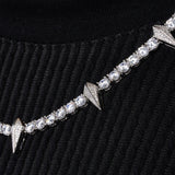 5mm PAVE SPIKE TENNIS CHAIN - WHITE GOLD