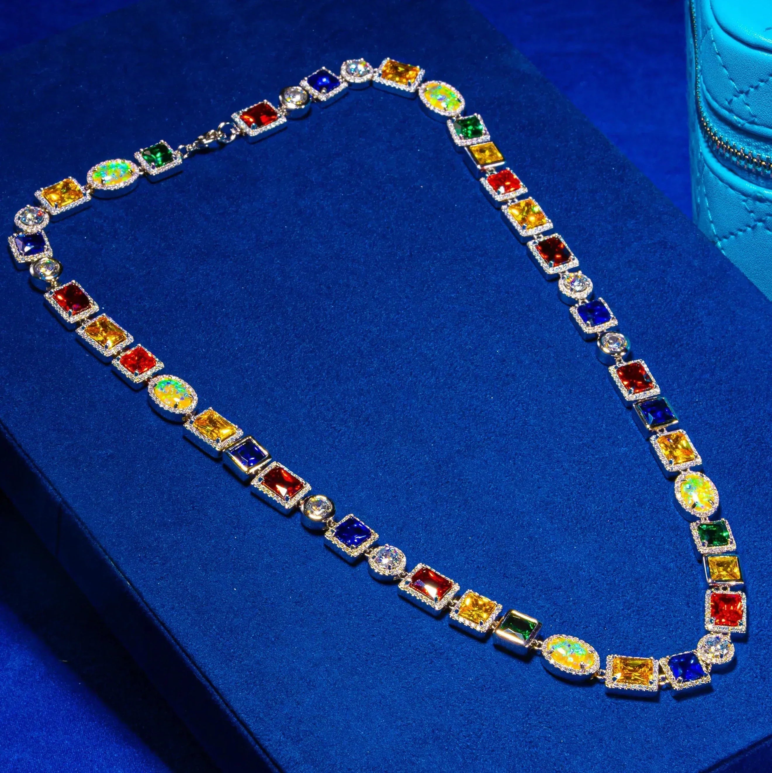 10mm Moissanite Multi Gemstone Chain - 925 Silver - D Color - VVS1 ...